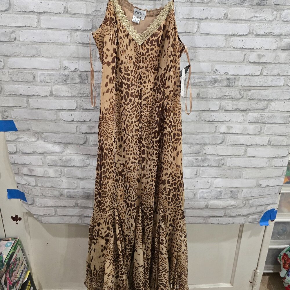 Together‎ Size 10 Women Cheetah Maxi Spaghetti Strap Tank Dress NWT